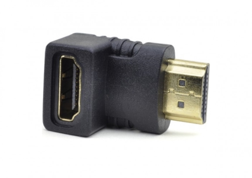 Adapter HDMI (M) - HDMI (F) crni ugaoni