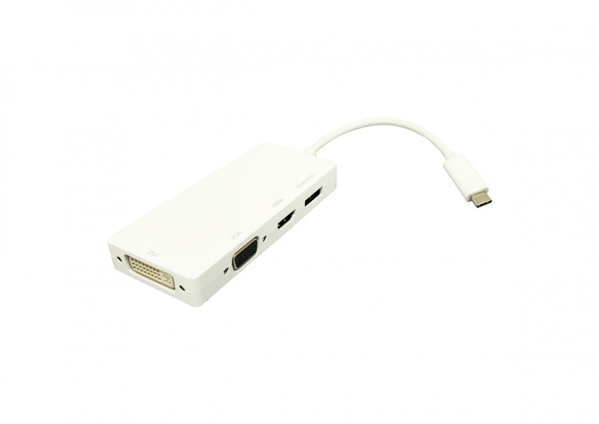 Adapter USB 3.1 tip C (M) - Display Port + HDMI + VGA + DVI (F) beli 