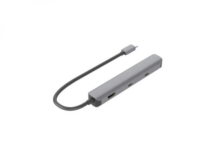 Adapter USB 3.1 tip C (M) - HDMI+ 2X USB 3.0 + 2X Tip C + RJ45 (F) 