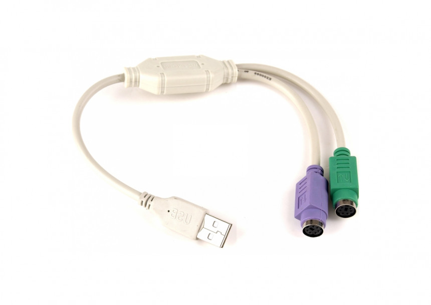 Adapter USB (M) - 2xPS/2 za miša i tastaturu (F) beli