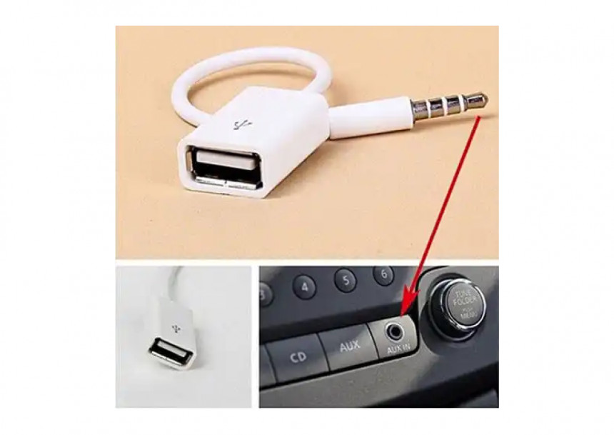 Adapter USB na AUX beli 17cm A017