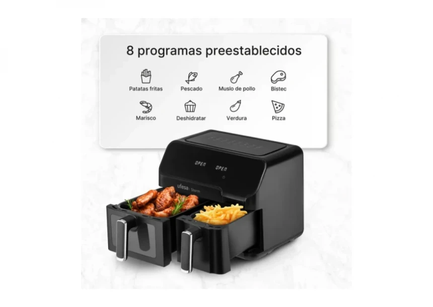 AirFryer Ufesa Storm/bezuljna/dupla posuda/zapremina 9L(5.5L+3.5L)8 programa