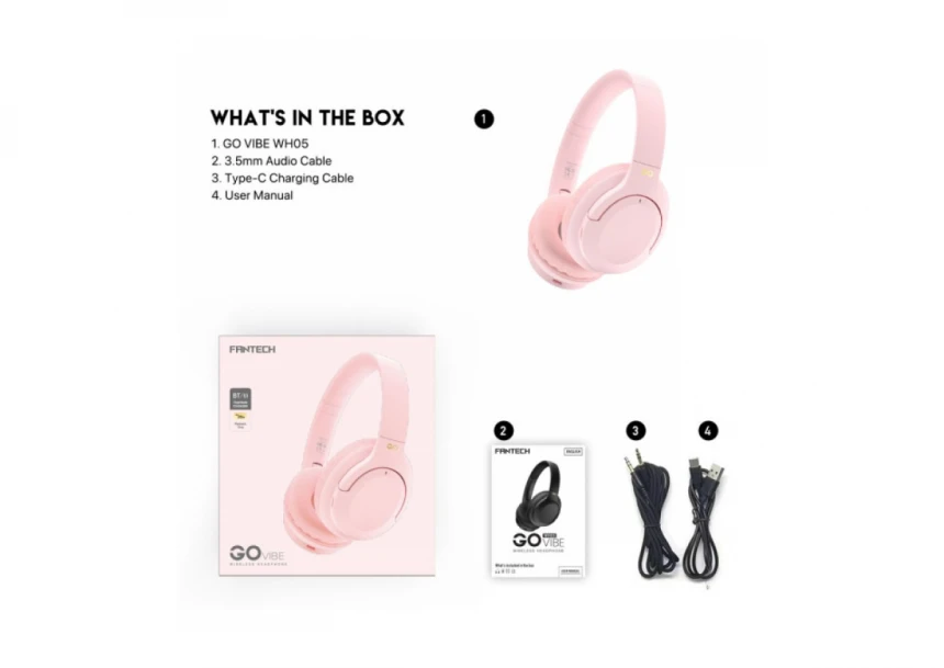 Bluetooth slušalice Fantech GO Vibe WH05 pink