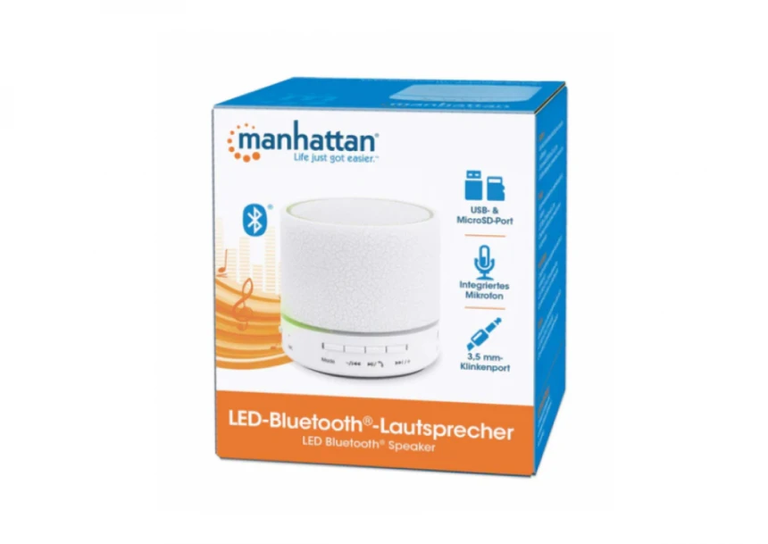 Bluetooth zvučnik Manhattan 165303 LED, 3W white