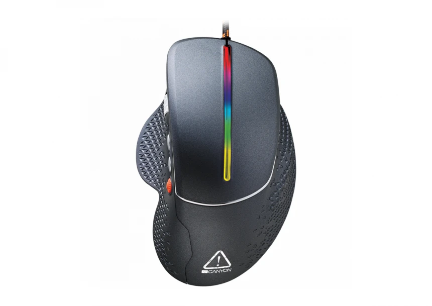 CANYON Apstar GM-12, Wired High-end Gaming Mouse with 6 programmable buttons, sunplus optical sensor, 6 levels of DPI and up to 6400, 2 million times key life, 1.65m Braided USB cable,Matt UV coating surface and RGB lights with 7 LED flowing mode, si