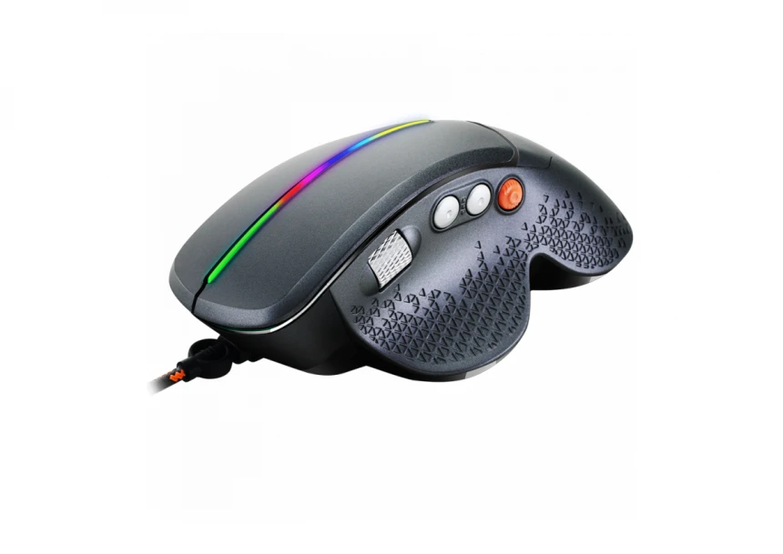 CANYON Apstar GM-12, Wired High-end Gaming Mouse with 6 programmable buttons, sunplus optical sensor, 6 levels of DPI and up to 6400, 2 million times key life, 1.65m Braided USB cable,Matt UV coating surface and RGB lights with 7 LED flowing mode, si