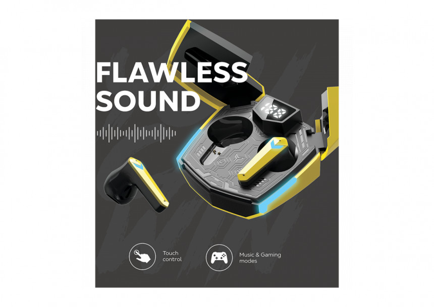 CANYON GTWS-2, Gaming True Wireless Headset, BT 5.3 stereo, 45ms low latency, 37.5 hours, USB-C, 0.046kg, black