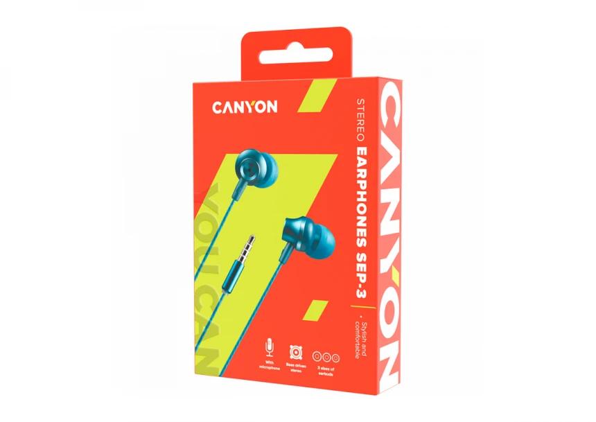 CANYON headphones SEP-3 Mic 1.2m Blue Green