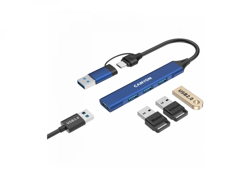 CANYON hub DS-02 4in1 USB-A/C Blue