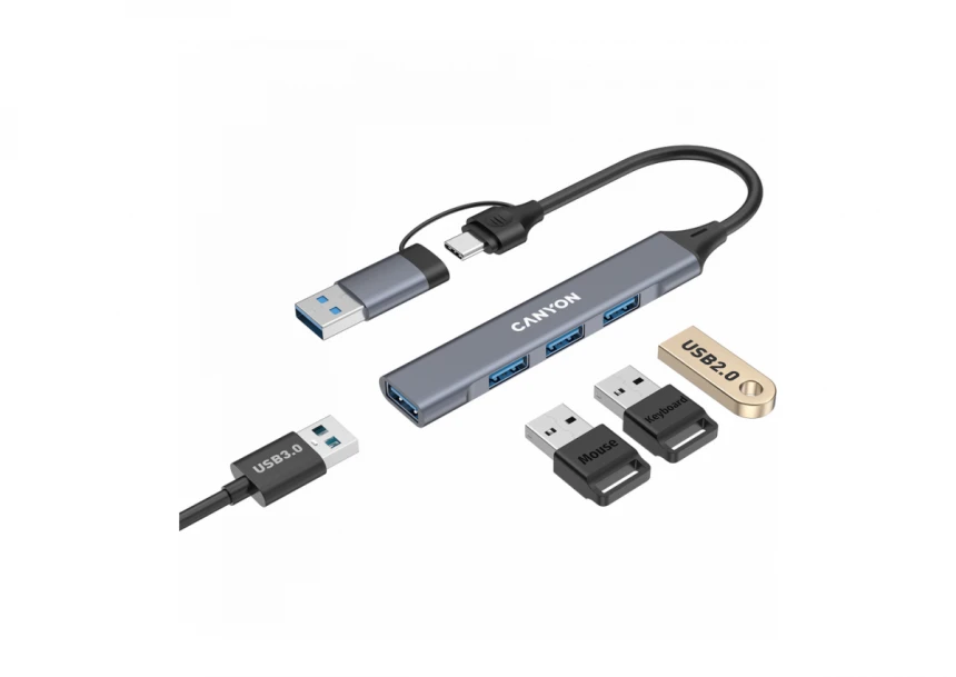 CANYON hub DS-02 4in1 USB-A/C Grey