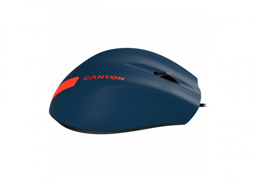 CANYON M-11, Wired Optical Mouse with 3 keys, DPI 1000 With 1.5M USB cable,Blue-Red,size 68*110*38mm,weight:0.072kg