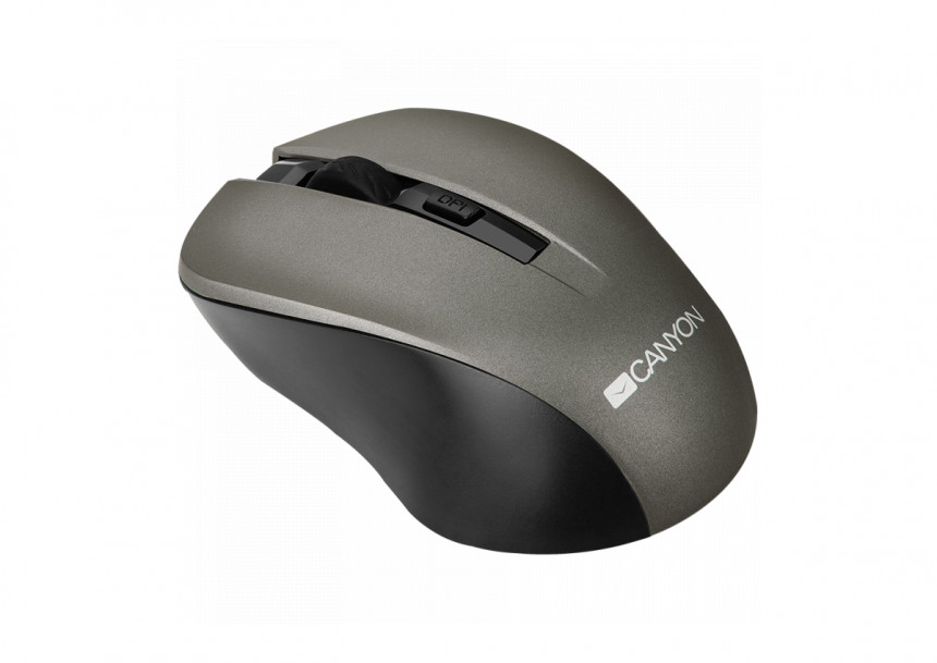 CANYON MW-1 2.4GHz wireless optical mouse with 4 buttons, DPI 800/1200/1600, Gray, 103.5*69.5*35mm, 0.06kg