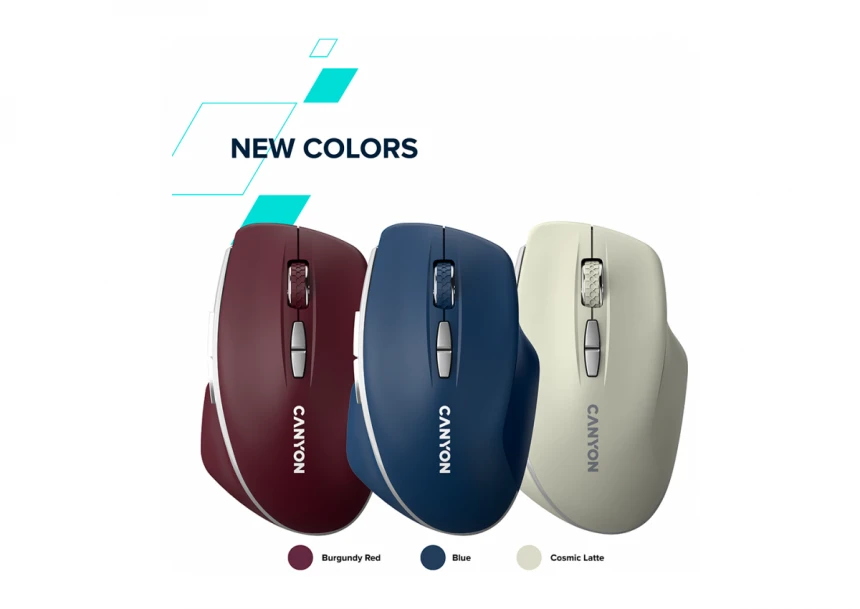 CANYON MW-21, 2.4 GHz Wireless mouse ,with 7 buttons, DPI 800/1200/1600, Battery: AAA*2pcs,Cosmic Latte,72*117*41mm, 0.075kg