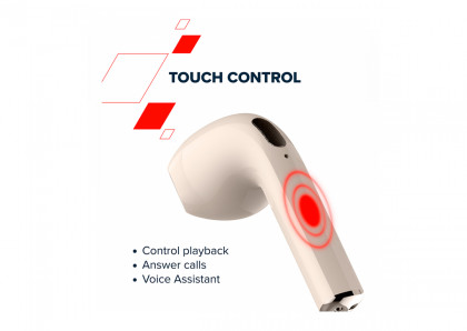 CANYON TWS-6, Bluetooth headset, with microphone, BT V5.3 JL 6976D4, Frequence Response:20Hz-20kHz, battery EarBud 30mAh*2+Charging Case 400mAh, type-C cable length 0.24m, Size: 64*48*26mm, 0.040kg, Beige