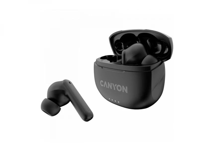 CANYON TWS-8, Bluetooth headset, with microphone, with ENC, BT V5.3 JL 6976D4, Frequence Response:20Hz-20kHz, battery EarBud 40mAh*2+Charging Case 470mAh, type-C cable length 0.24m, Size: 59*48.8*25.5mm, 0.041kg, Black