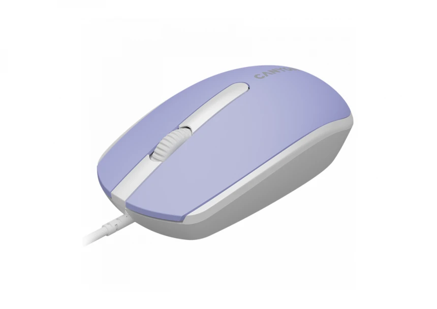 Canyon Wired  optical mouse with 3 buttons, DPI 1000, with 1.5M USB cable, Mountain lavender, 65*115*40mm, 0.1kg