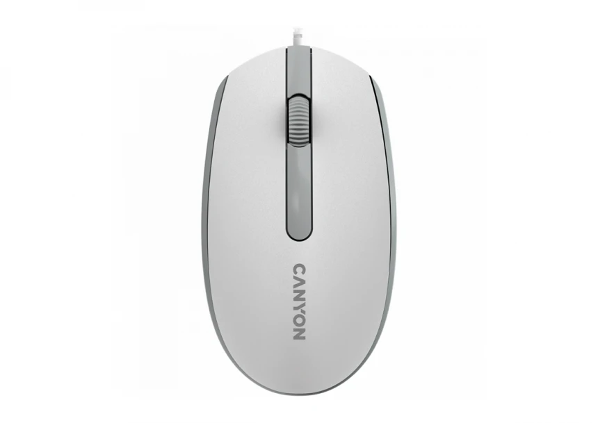 Canyon Wired  optical mouse with 3 buttons, DPI 1000, with 1.5M USB cable,White grey, 65*115*40mm, 0.1kg