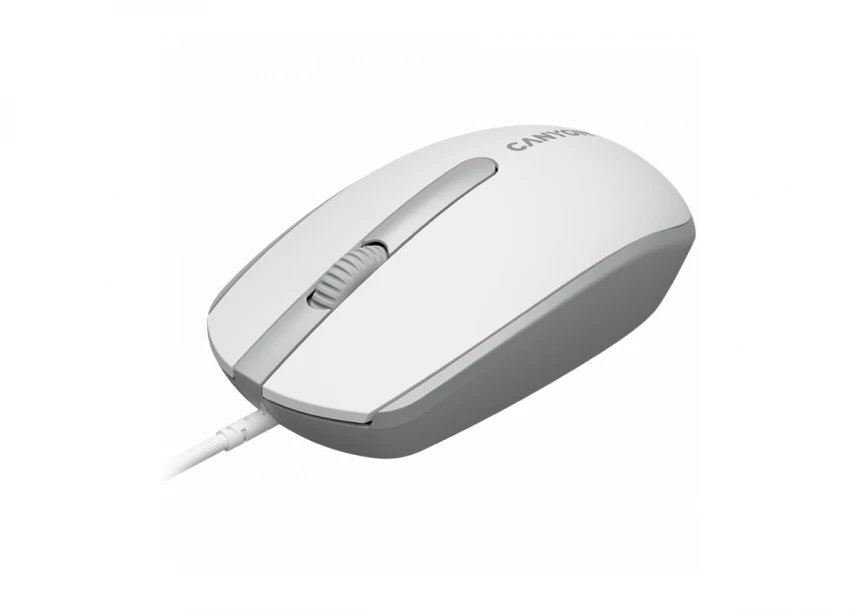 Canyon Wired  optical mouse with 3 buttons, DPI 1000, with 1.5M USB cable,White grey, 65*115*40mm, 0.1kg