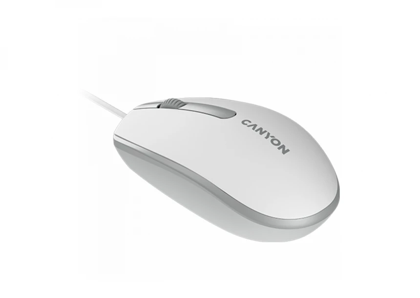 Canyon Wired  optical mouse with 3 buttons, DPI 1000, with 1.5M USB cable,White grey, 65*115*40mm, 0.1kg