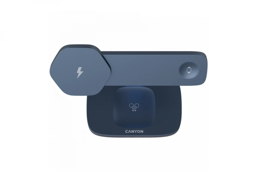 CANYON Wireless Charging Station Hexagon 310 3in1 DarkGrey/Blue