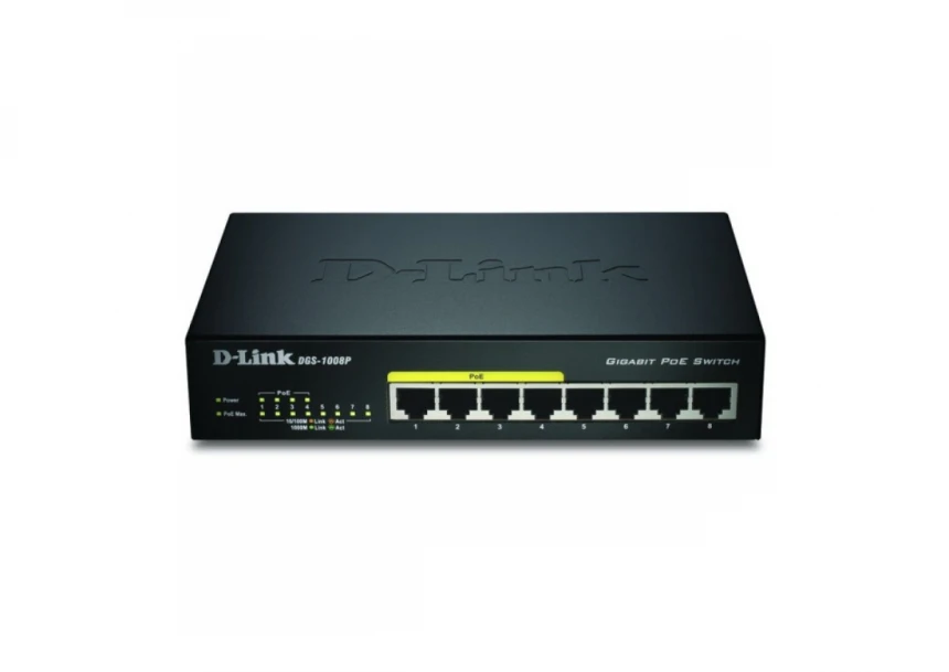 D-Link switch 8P D-Link DGS-1008P/E Metall PoE+