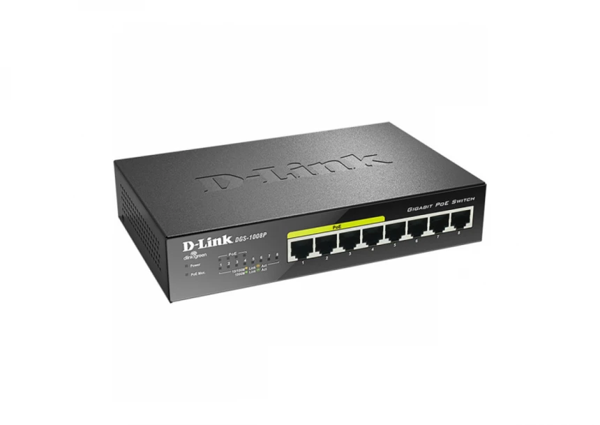 D-Link switch 8P D-Link DGS-1008P/E Metall PoE+