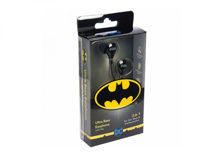 DC Slušalice sa mikrofonom, Batman, 3.5 mm - BATMAN Ultra Bass Earphone with Mic