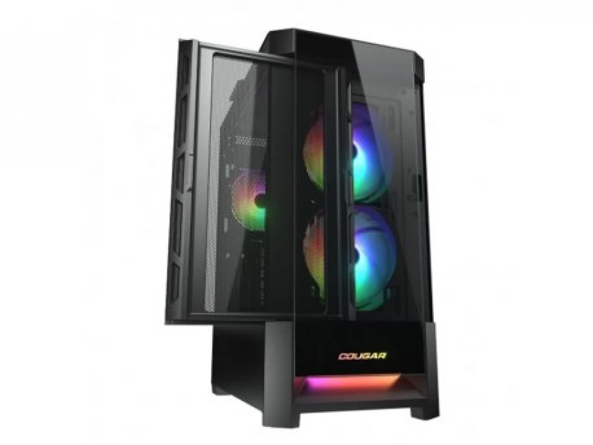 COUGAR | Duoface RGB Black | PC Case | Mid Tower / Airflow Front Panel / 2 x 140mm & 1x 120mm ARGB Fans incl. / TG Left Panel