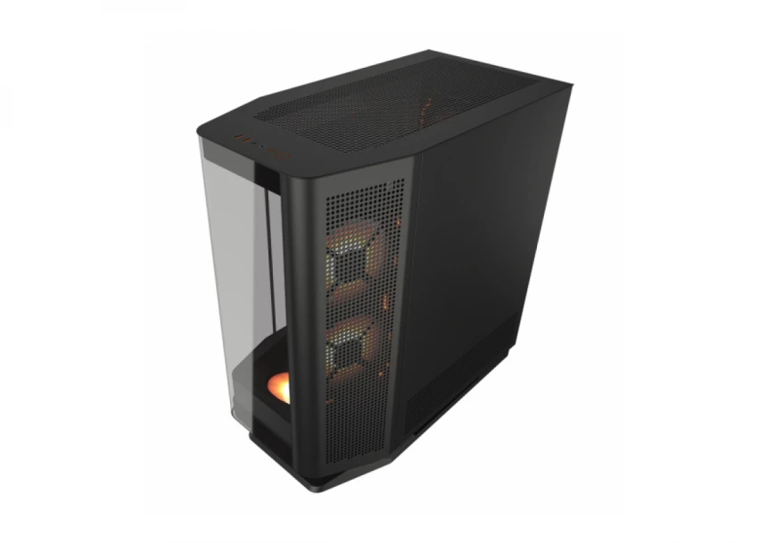 COUGAR | FV270 Black | PC Case | Mid tower / Tempered, Curved Glass Perimeter / Quick Detachable Air Filters / Up to 9 Fans (1x120mm RGB Preinstalled) / Black