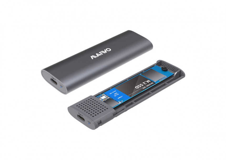 Externo Kućište USB-C/USB(A) na M.2 NVMe/SATA Dual Protocol, alu K1689