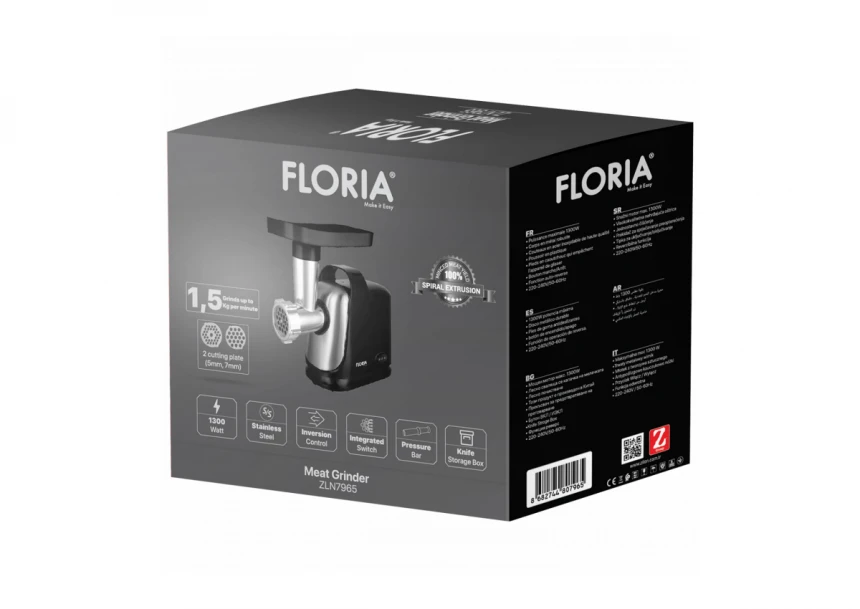 Floria Mašina za mlevenje mesa, snaga 1300 W - ZLN7965
