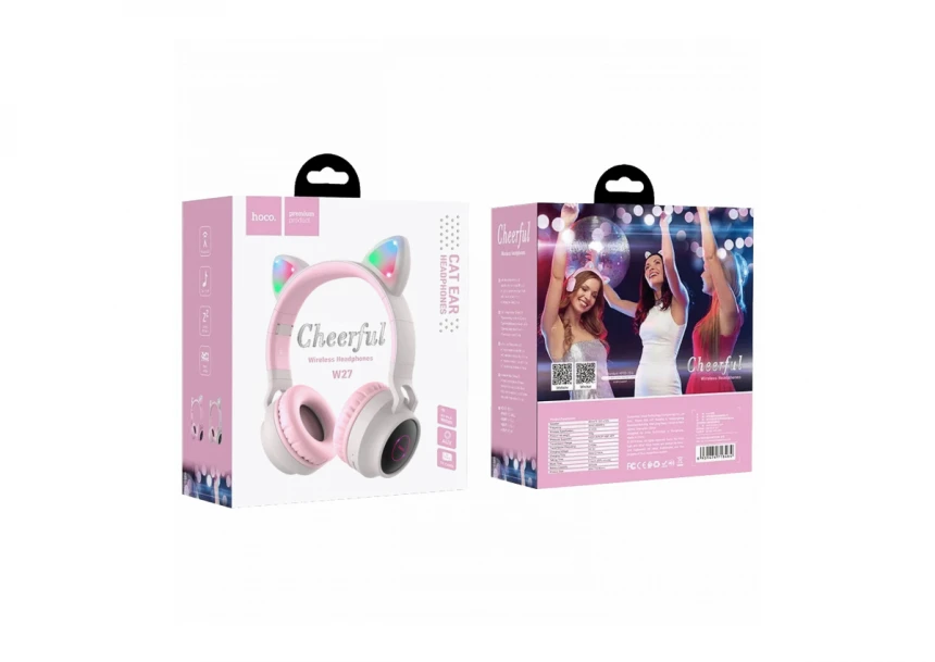 hoco. Bežične stereo slušalice, Bluetooth v5.0, 300mAh - W27 Cat Ear Gray