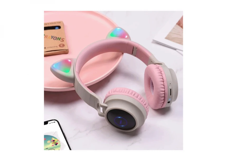 hoco. Bežične stereo slušalice, Bluetooth v5.0, 300mAh - W27 Cat Ear Gray