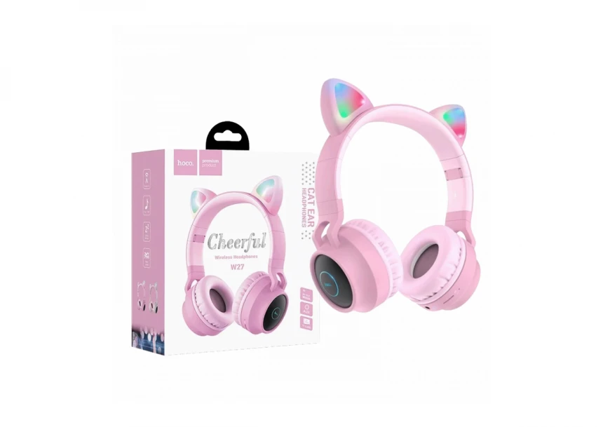 hoco. Bežične stereo slušalice, Bluetooth v5.0, 300mAh - W27 Cat Ear Pink