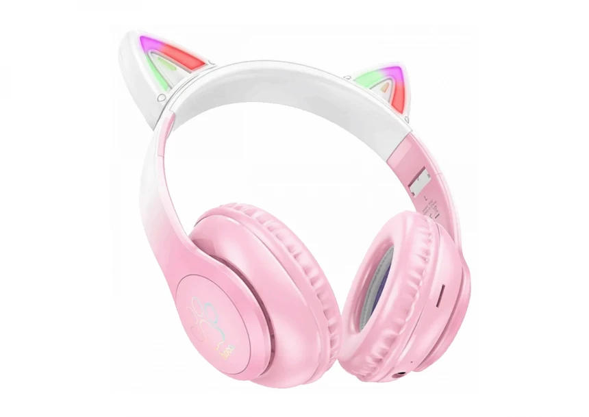 hoco. Bežične stereo slušalice, Bluetooth v5.3, 400mAh - W42 Cat Ears, Cherry Blossom