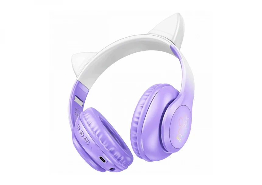hoco. Bežične stereo slušalice, Bluetooth v5.3, 400mAh - W42 Cat Ears, Purple Grape