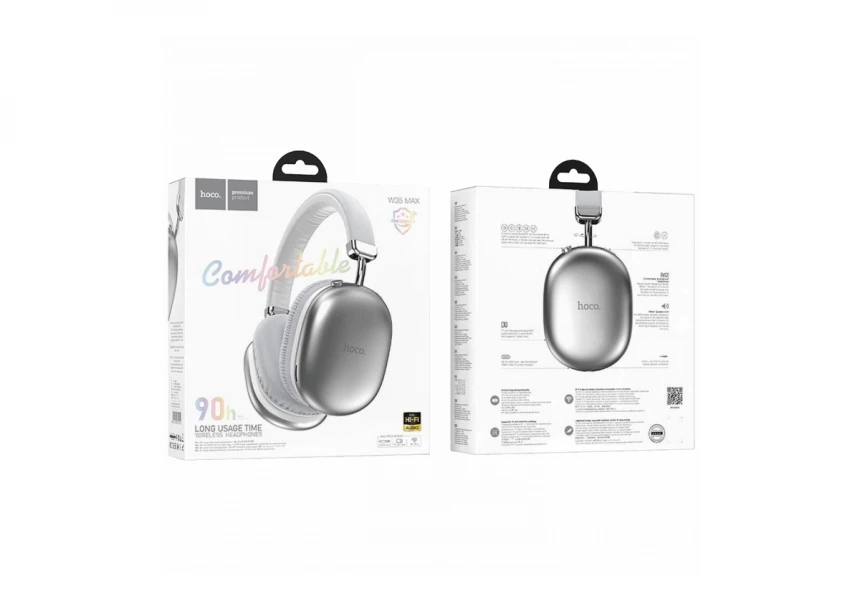 hoco. Bežične stereo slušalice, Bluetooth v5.3, 800mAh - W35 Max Joy Silver