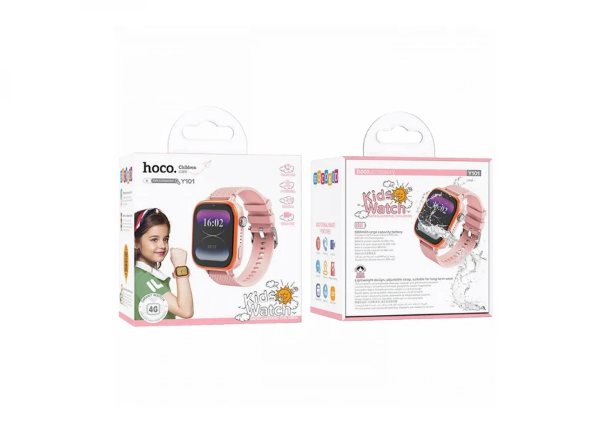 hoco. Pametni sat za decu, 1.83" ekran, 4G, Nano SIM - Y101 Pink