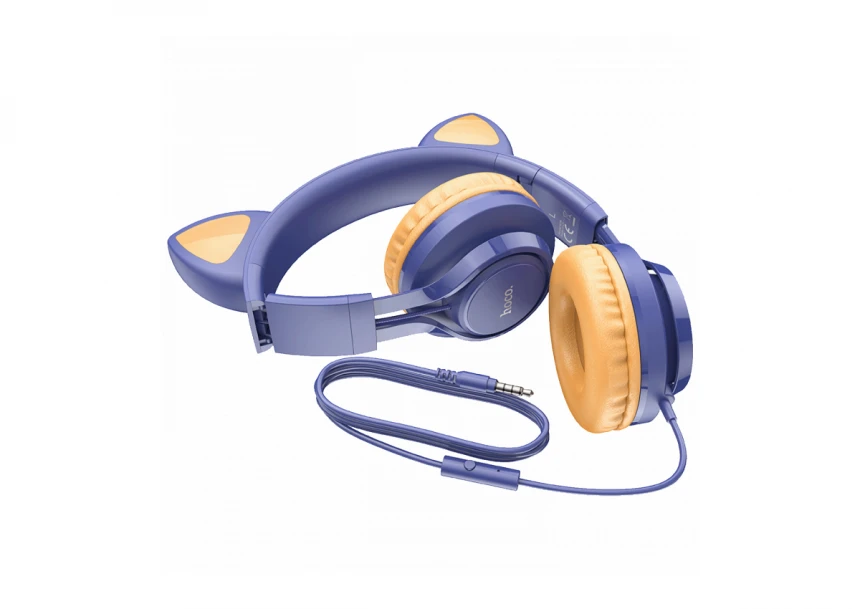 hoco. Slušalice sa mikrofonom, 3.5mm utikač, 1.2m kabel - W36 Cat ear, midnight blue