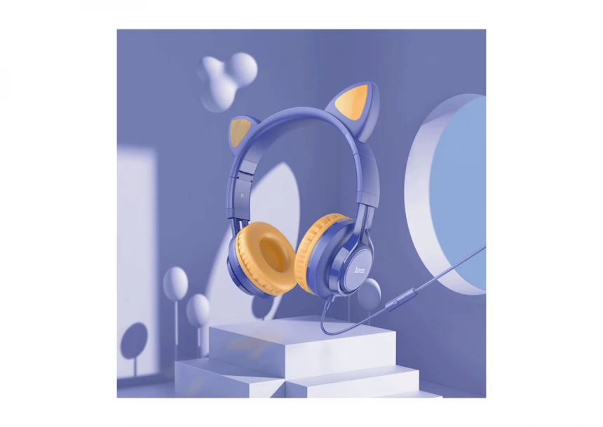 hoco. Slušalice sa mikrofonom, 3.5mm utikač, 1.2m kabel - W36 Cat ear, midnight blue