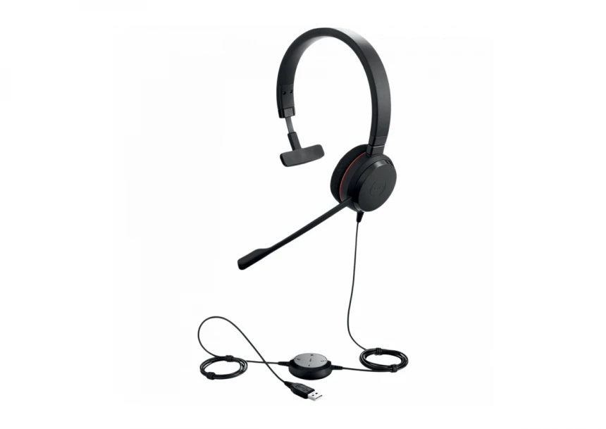 JABRA EVOLVE 20 MS Mono USB Headband, Noise cancelling,USB connector, with mute-button and volume control on the cord, with foam ear cushion, Microsoft optimized