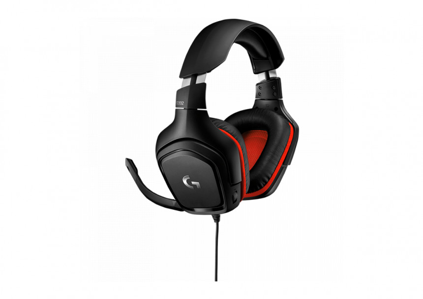LOGITECH G332 Wired Gaming Headset - LEATHERETTE - BLACK/RED - 3.5 MM