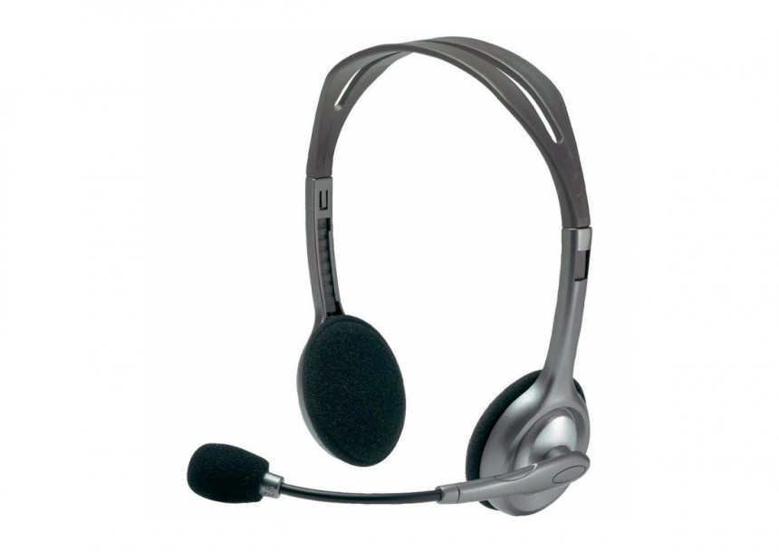 LOGITECH H110 Corded Stereo Headset - GRAY/SILVER - Dual Plug