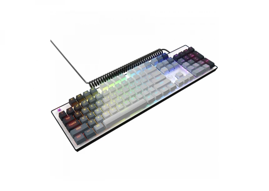 LORGAR Azar 514, Wired mechanical gaming keyboard, RGB backlight, 1680000 colour variations, 18 modes, keys number: 104, 50M clicks, linear dream switches, spring cable up to 3.4m, ABS plastic+metal, magnetic cover, 450*136*39mm, 1.17kg, white, EN layout