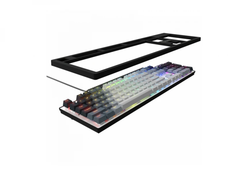 LORGAR Azar 514, Wired mechanical gaming keyboard, RGB backlight, 1680000 colour variations, 18 modes, keys number: 104, 50M clicks, linear dream switches, spring cable up to 3.4m, ABS plastic+metal, magnetic cover, 450*136*39mm, 1.17kg, white, EN layout