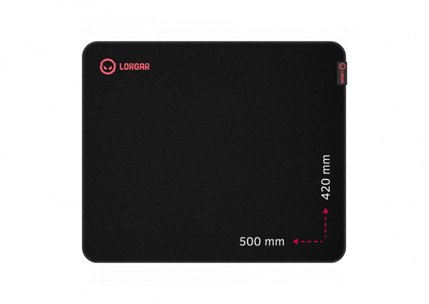 Lorgar Main 325, Gaming mouse pad, Precise control surface, Red anti-slip rubber base, size: 500mm x 420mm x 3mm, weight 0.4kg