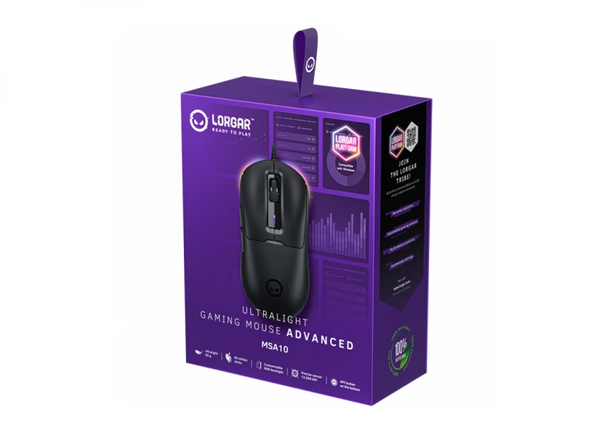 LORGAR MSA10, Ultralight Wired Gaming Mouse Advanced, black