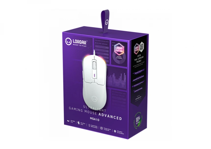 LORGAR MSA10, Ultralight Wired Gaming Mouse Advanced, white