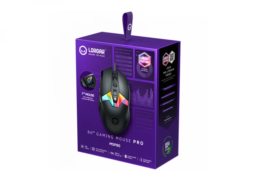 LORGAR MSP80, 8000 Hz Gaming Mouse Pro, Black