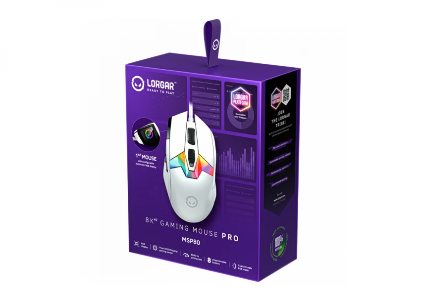 LORGAR MSP80, 8000 Hz Gaming Mouse Pro, White